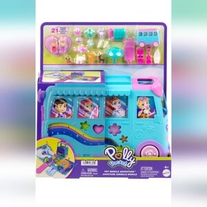 NWT Polly Pocket Micro dolls and transforming van vehicle, accessories included